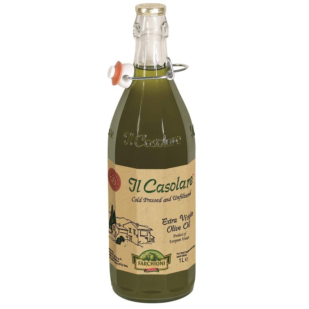 Farchioni Il Casolare natives Olivenöl extra, ungefiltert, in der 1-Liter-Glasflasche mit Bügelverschluss, Produktbild