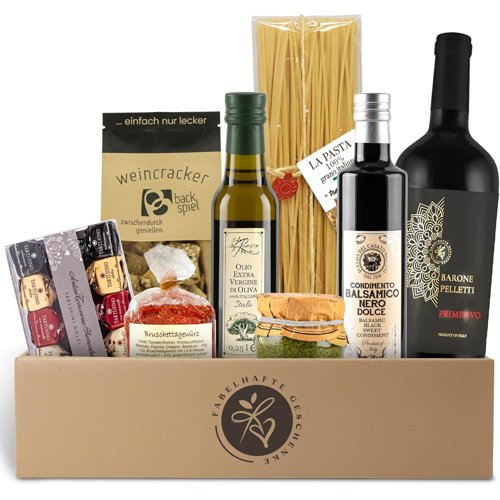 Geschenkkorb Bella Italia mit Olivenöl – Produktbild bei Amazon