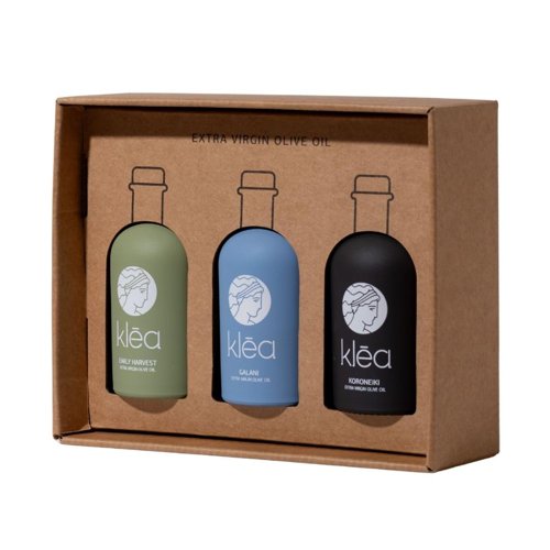 Klea Natives Olivenöl extra Geschenkbox, 3 Sorten – Produktbild bei Amazon