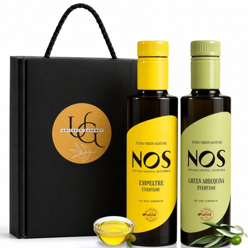 NOS (Universo Gourmet) Natives Olivenöl Extra Geschenkset Empeltre & Arbequina – Produktbild bei Amazon