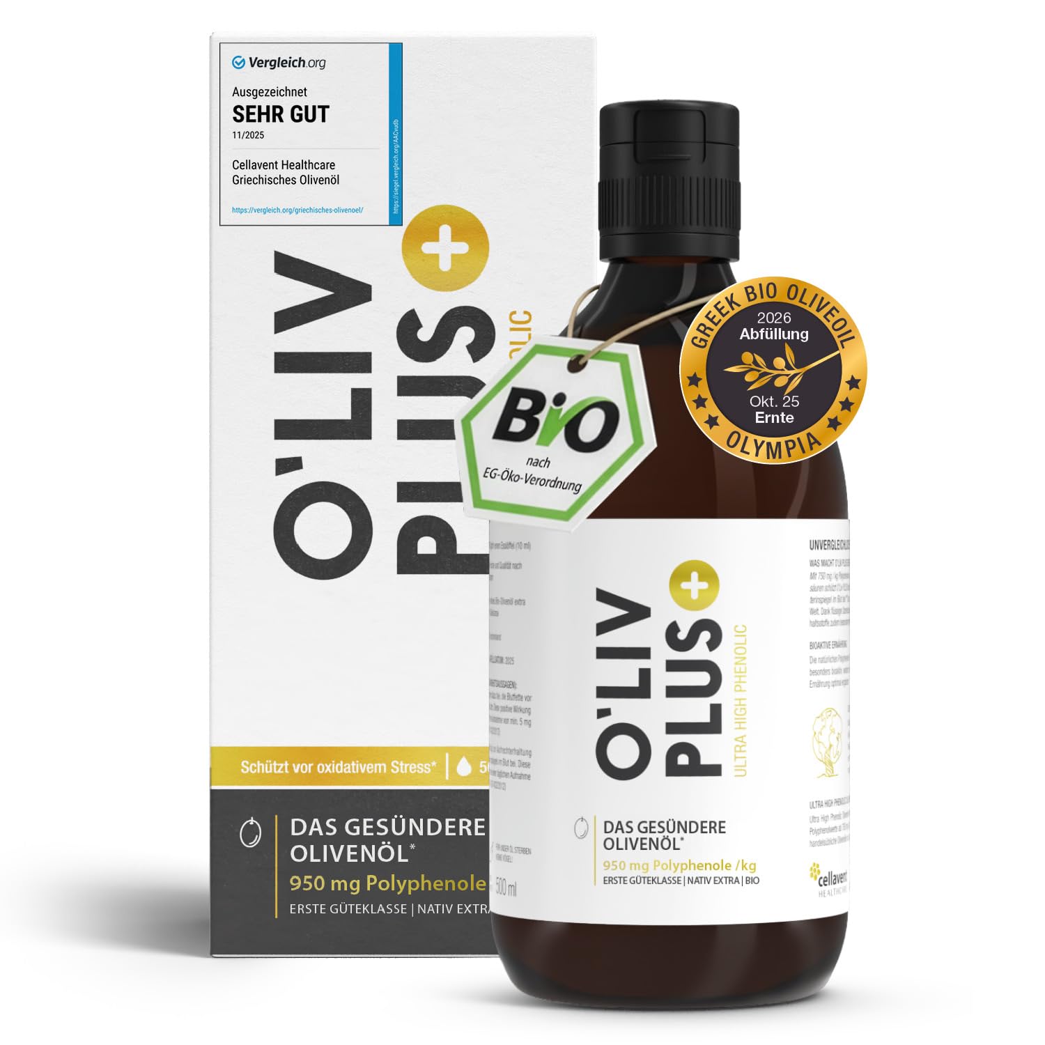 O’Liv PLUS Polyphenol-Olivenöl 500 ml – Produktbild bei Amazon