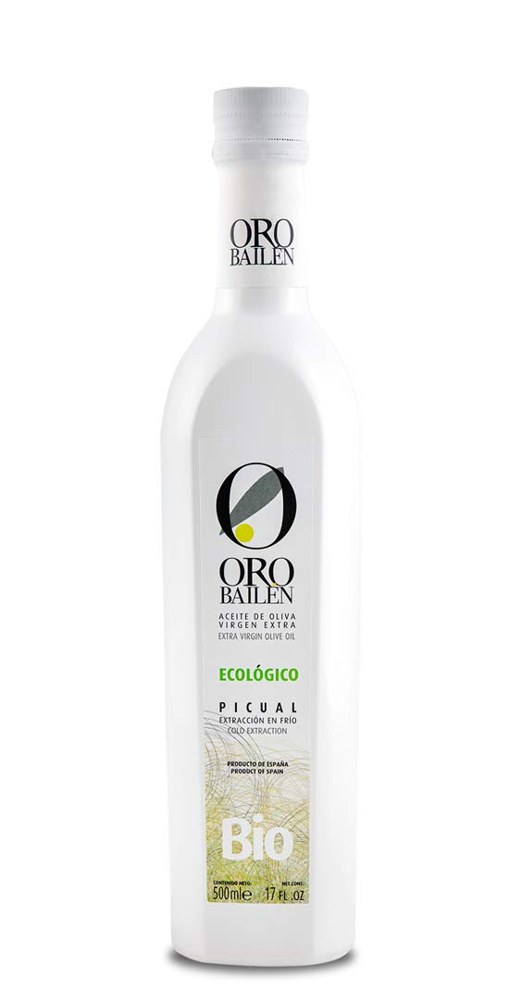 Oro Bailén Bio natives Olivenöl extra Picual in der 500-ml-Glasflasche, Produktbild