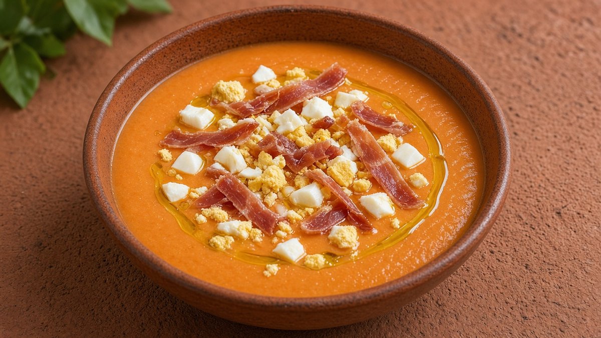 Salmorejo aus Córdoba mit einem Faden Olivenöl (KI-generiert)